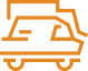 Orange outline icon of a fast delivery truck RGC Shipping